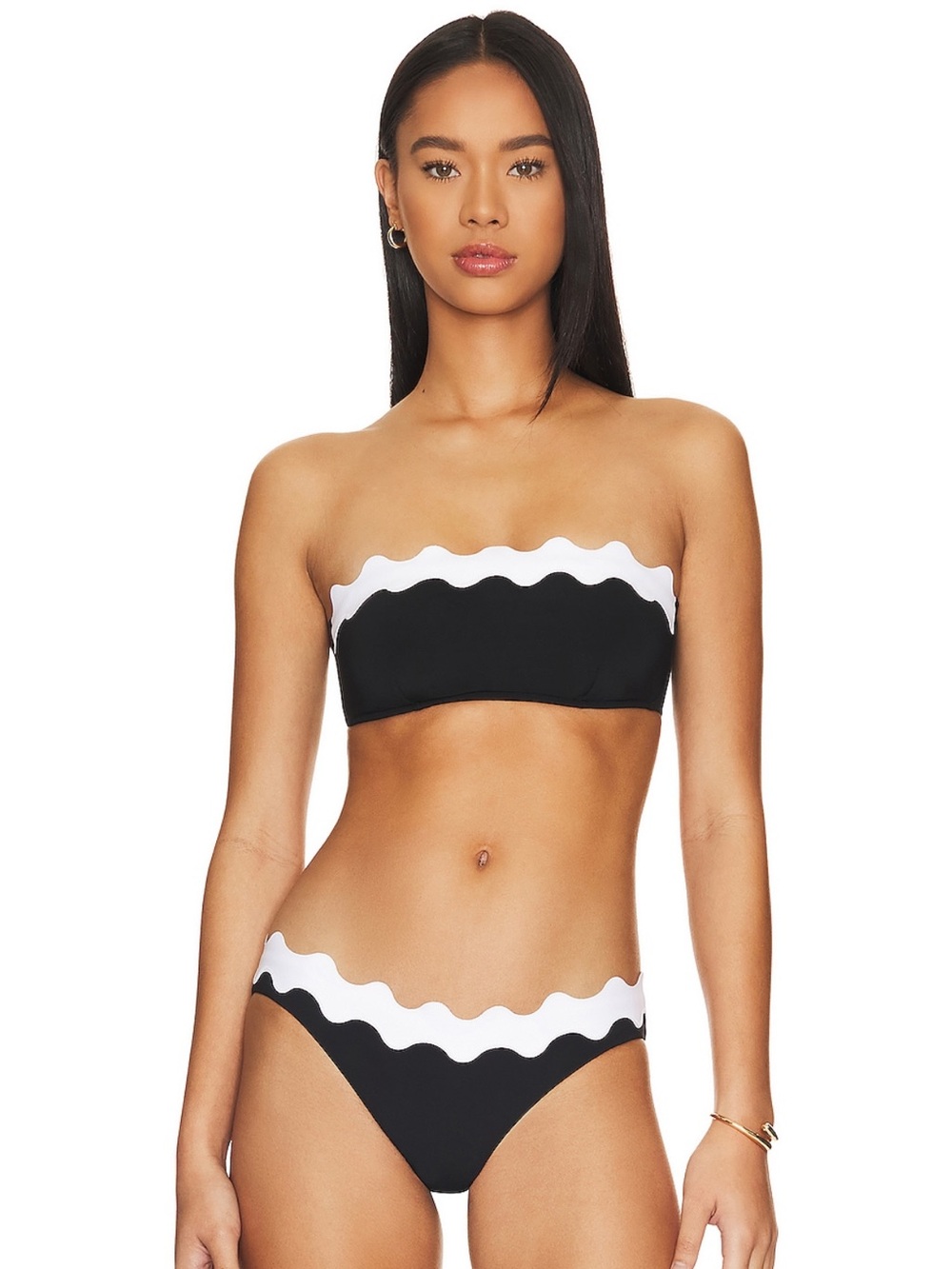 SEAFOLLY “Ric Rac” Bustier Bandeau Black & White Bikini.